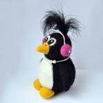 Needle Felted Penguin With Pink Earphones And..