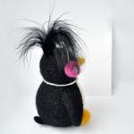 Needle Felted Penguin With Pink Earphones And..