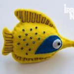 Fish, Butterflyfish, Felt Fridge Magnet, Yellow,..