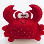 Crab, Felt Fridge Magnet, Red, Sea Creatures..