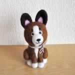 Dog Needle Felted Brown Color With Black Spot