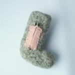 Needle Felted Brooch, Felted Boots, Gray,..