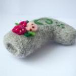 Needle Felted Brooch, Felted Boots, Gray,..