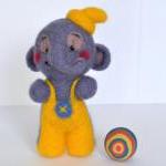 Needle Felted Elephant, Circus, Gift, Cute, Toy