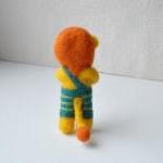 Lion Needle Felted In Green Striped Shorts